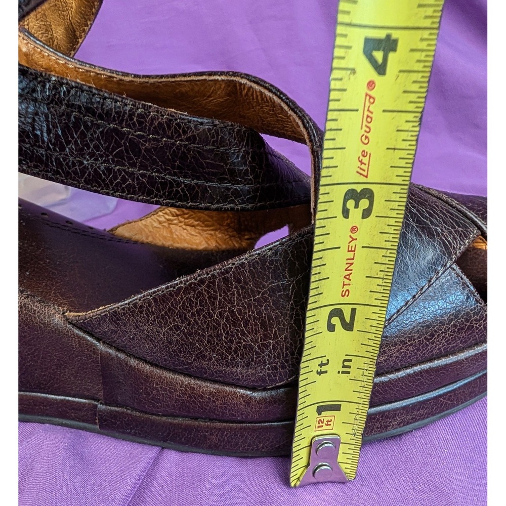 Re-mix Vintage Meadow Brown Croc Sz 9M Buckle Sandals Wedge Platform Leather - Picture 9 of 16